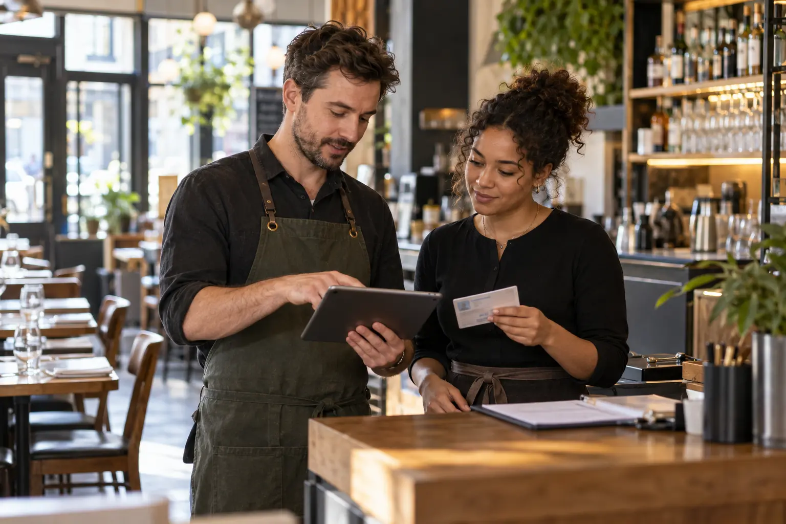 A hospitality manager checking a new casual worker's onboarding record before their first shift.
